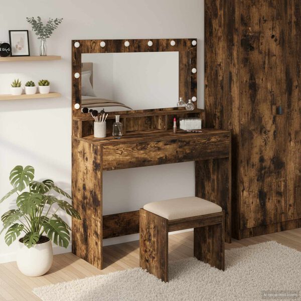 vidaXL Dressing Table Smoked Oak 100 x 41 x 135 cm Engineered Wood