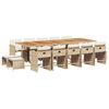 vidaXL 15 Piece Garden Dining Set with Cushions Beige Poly Rattan