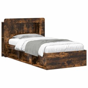 vidaXL Bed Frame with Storage Smoked Oak 75 x 190 cm Engineered Wood