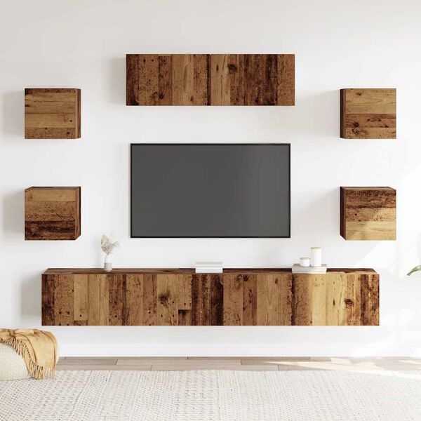 vidaXL 7 Piece TV Cabinet Set Wall-mounted Old Wood Engineered Wood