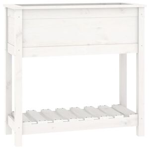 vidaXL Planter with Shelf White 82.5x34.5x81 cm Solid Wood Pine