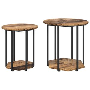 vidaXL Side Table Set with Shelf 2 pcs Brown