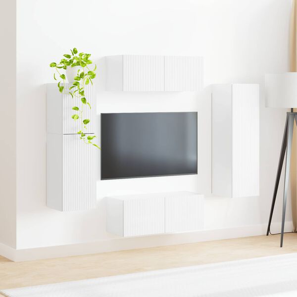 vidaXL TV Cabinet Set 4 pcs High Gloss White Engineered Wood