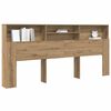 vidaXL Headboard Cabinet with Shelf Artisan Oak 220 x 19 x 101.5 cm