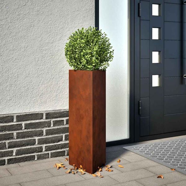 vidaXL Garden Planters 2 pcs Triangular 30x26x75 cm Weathering Steel