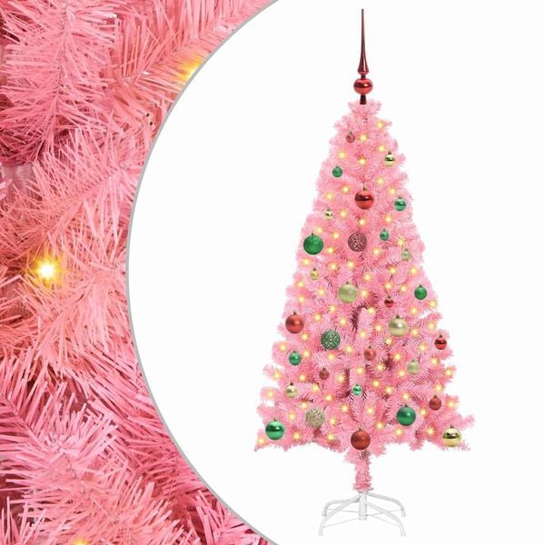 vidaXL Christmas Tree with 150 LEDs with Stand Pink 150 cm PVC