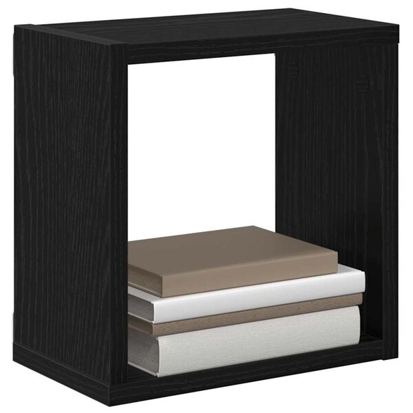 vidaXL Wall Shelves 2 pcs Black Oak 26 x 15 x 26 cm Engineered Wood