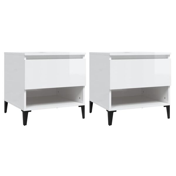 vidaXL Side Tables 2 pcs High Gloss White 50x46x50 cm Engineered Wood