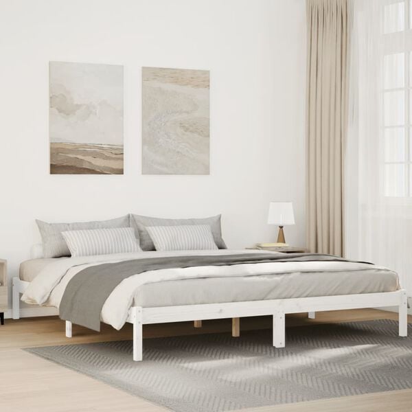 vidaXL Extra Long Bed Frame without Mattress White 180x220 cm Solid Wood Pine