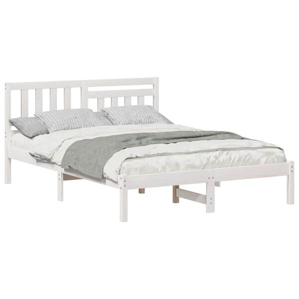 vidaXL Bed Frame with Headboard White 120 x 200 cm Solid Pine Wood