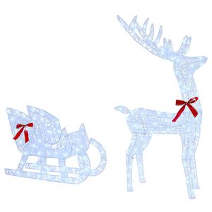 vidaXL Reindeer Pull Sleigh Cold white 70 x 26 x 130 cm Acrylic