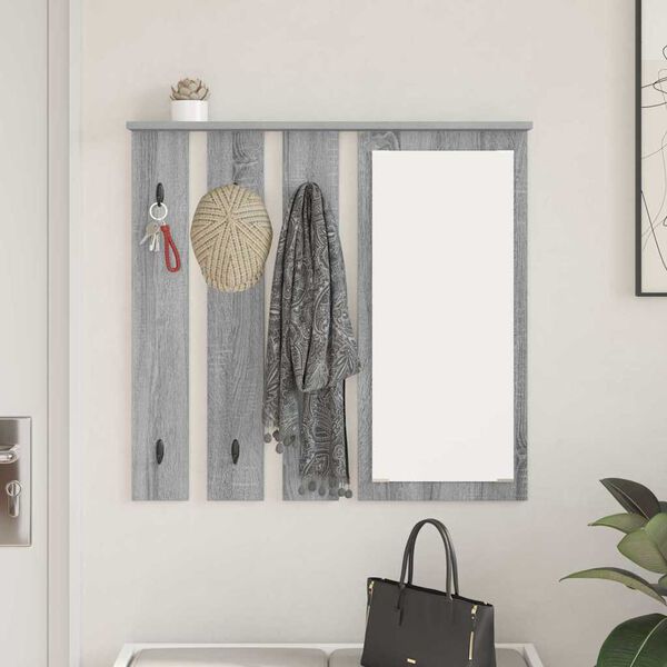 vidaXL Wall-Mounted Coat Rack with Shelf Grey sonoma 84 x 10 x 80 cm