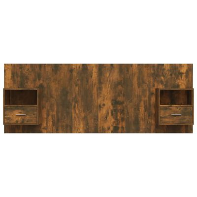 vidaXL Bed Headboard with Cabinets Smoked Oak Engineered Wood