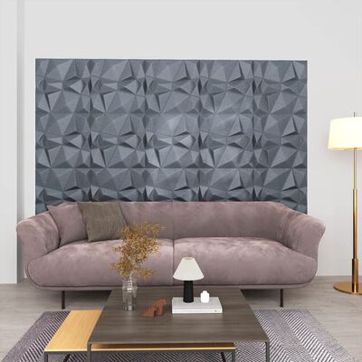 vidaXL 3D Wall Panels 24 pcs 50x50 cm Diamond Grey 6 m²