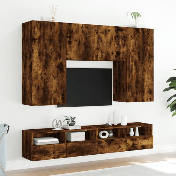 vidaXL TV Wall Cabinets 2 pcs Smoked Oak 80x30x30 cm Engineered Wood