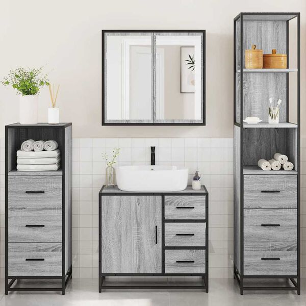vidaXL 4&nbsp;Piece Bathroom Furniture Set&nbsp;Grey Sonoma Engineered Wood