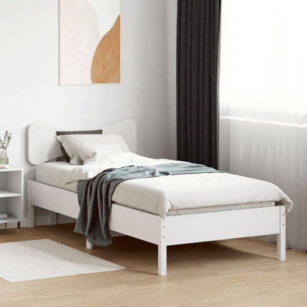 vidaXL Bed Frame without Mattress White 75x190 cm Small Single Solid Wood Pine