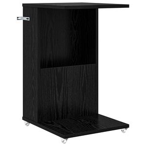 vidaXL Side Table with Wheel Black Oak 40 x 35 x 60 cm Engineered Wood