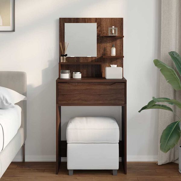 vidaXL Bedroom Dressing Tables with Shelf Brown Oak 80 x 39.6 x 135 cm