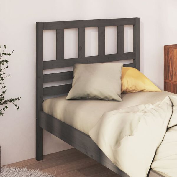 vidaXL Bed Headboard Grey 81x4x100 cm Solid Wood Pine