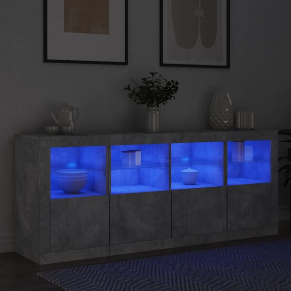 vidaXL Sideboard with LED Lights Concrete Grey 163x37x67 cm