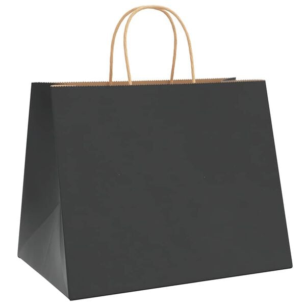 vidaXL Paper Bags 250 pcs with Handles Black 32x22x24 cm