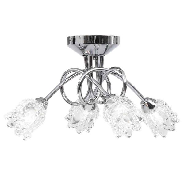 vidaXL Ceiling Lamp with Glass Flower Shades for 4 G9 Bulbs