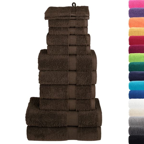 vidaXL 12 Piece Premium Towel Set SOLUND Brown 600 gsm