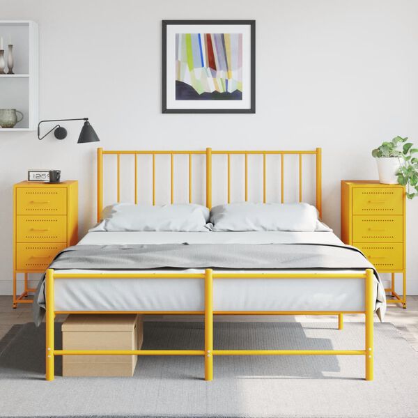 vidaXL Bedside Cabinets 2 pcs Mustard Yellow 36x39x78 cm Steel
