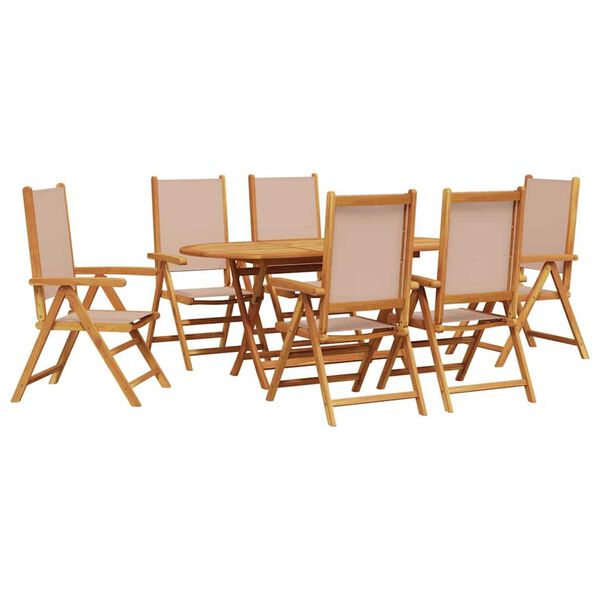 vidaXL Garden Dining Set Folding 7 pcs Taupe Solid Acacia Wood