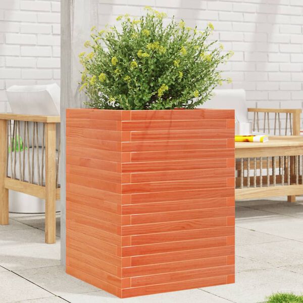 vidaXL Garden Planter Wax Brown 50x50x68.5 cm Solid Wood Pine