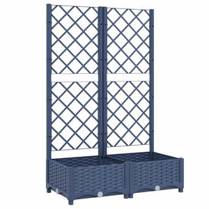 vidaXL Garden Planter with Trellis Blue Grey 80x40x121.5 cm PP