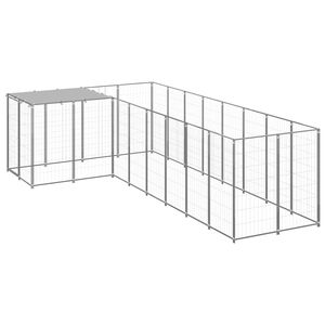 vidaXL Dog Kennel | Silver and Silver Grey | Polyethylene, Powder-Coated Steel
