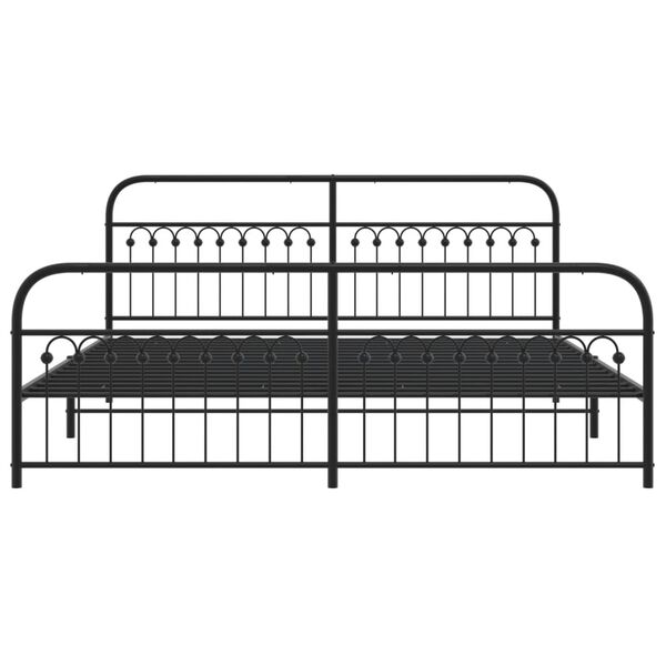 vidaXL Metal Bed Frame without Mattress with Footboard Black 193x203cm