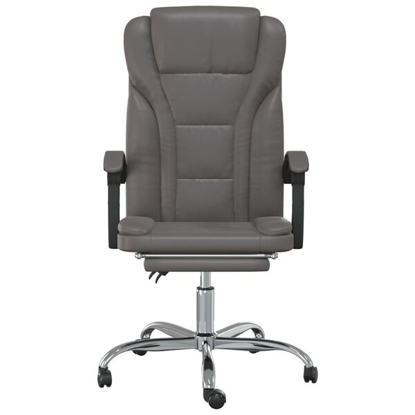 vidaXL Reclining Office Chair Grey Faux Leather