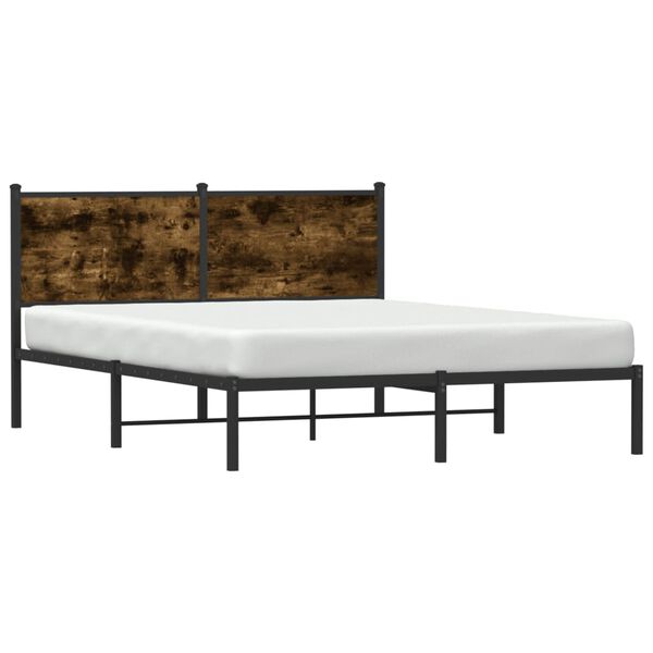 vidaXL Metal Bed Frame without Mattress Smoked Oak 150x200 cm King Size