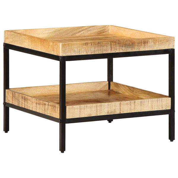 vidaXL Side Table with Shelf Brown 55 x 55 x 45 cm Solid Mango Wood