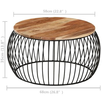 vidaXL Coffee Table Ø68 cm Solid Acacia Wood