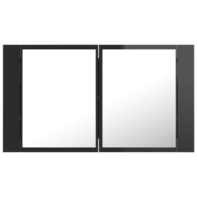 vidaXL LED Bathroom Mirror Cabinet High Gloss Black 80x12x45 cm Acrylic