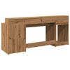 vidaXL Desk with LED Lights Artisian Oak 200x55x91 cm Engineered Wood