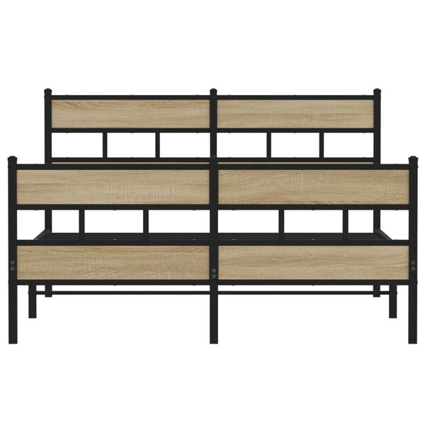 vidaXL Metal Bed Frame without Mattress Sonoma Oak 140x200 cm
