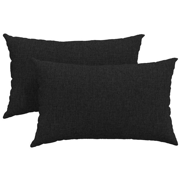 vidaXL Sofa Pillows 2 pcs Black 50 x 30 cm Fabric