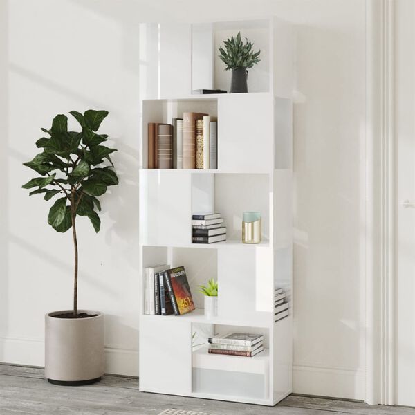 vidaXL Book Cabinet Room Divider High Gloss White 60x24x155 cm