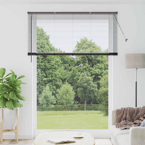 vidaXL Window Blind with Curtains Manual Black Aluminium