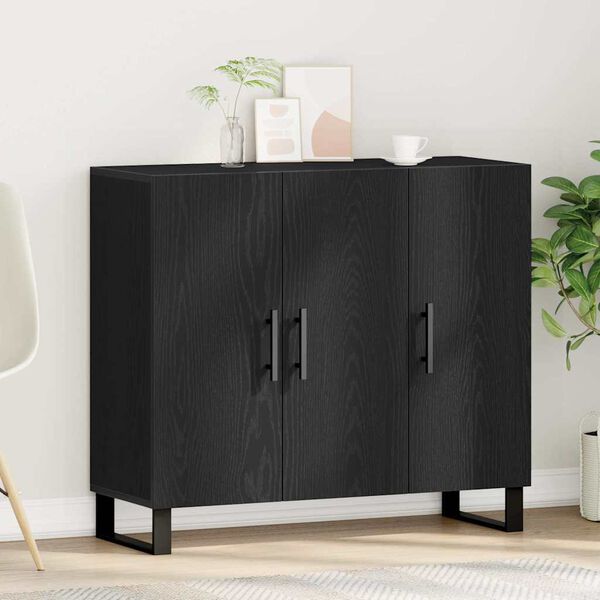 vidaXL Sideboard Black Oak 90 x 34 x 80 cm Engineered Wood