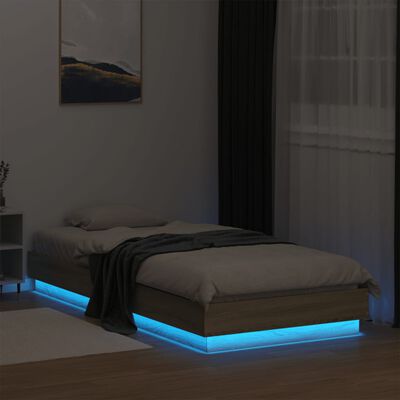 vidaXL Bed Frame with LED Lights Sonoma Oak 90x200 cm