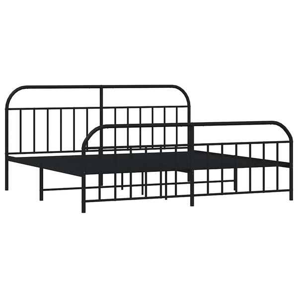 vidaXL Metal Bed Frame without Mattress with Footboard Black 193x203cm
