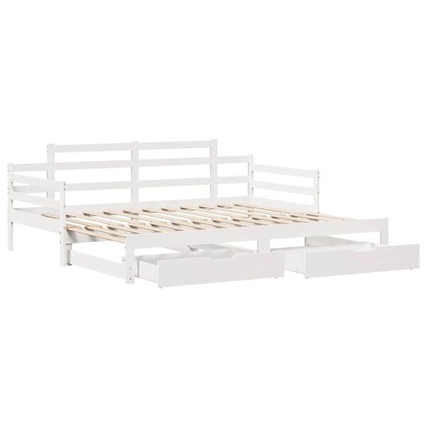 vidaXL Daybed with Trundle and Drawers without Mattress White 90x200 cm