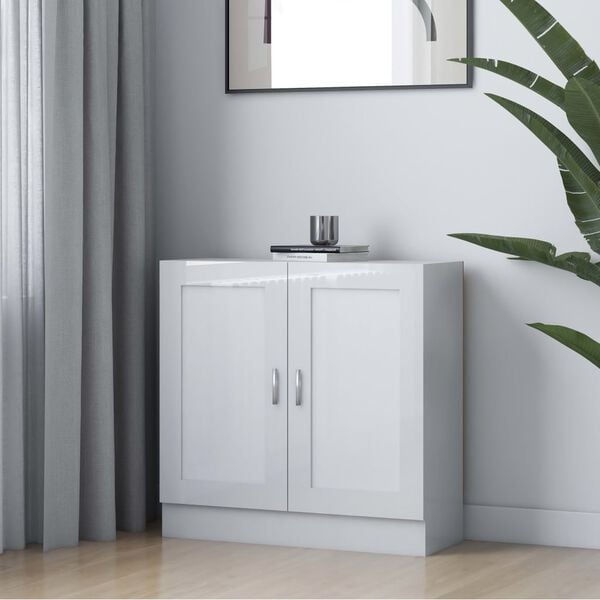 vidaXL Book Cabinet High Gloss White 82.5x30.5x80 cm Engineered Wood