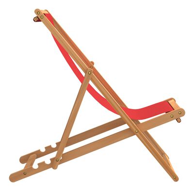 vidaXL Folding Beach Chair Solid Teak Wood Red